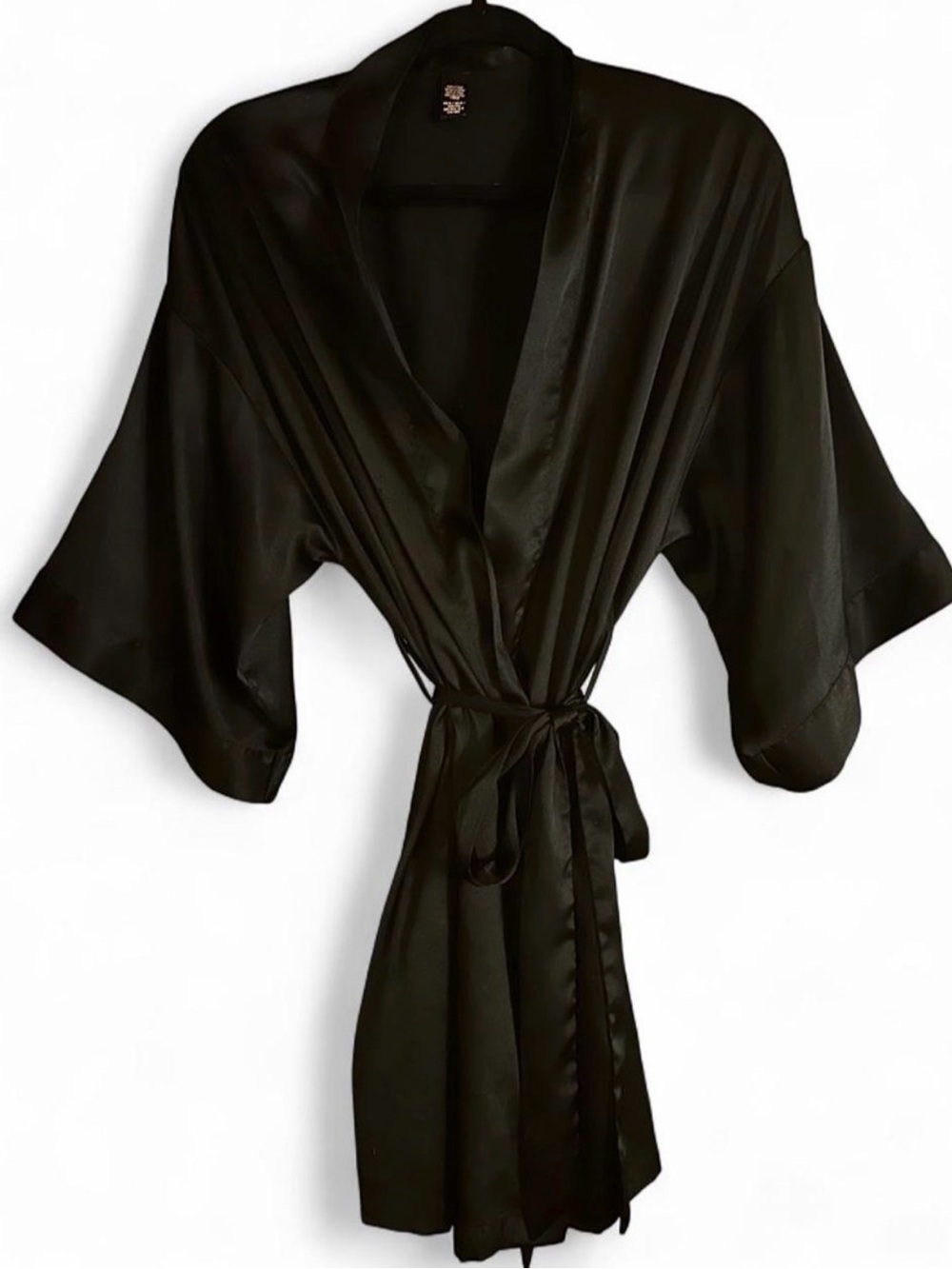 Victoria's Secret Black Satin Kimono Robe